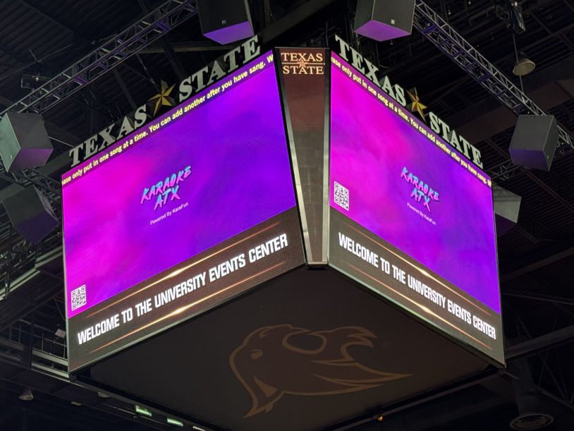 Texas State University faculty party at Strahan Arena